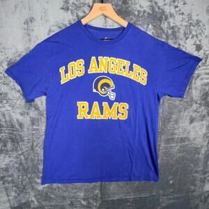 Majestic Los Angeles Rams NFL Football Mens Graphic T-Shirt Size L Blue Fan